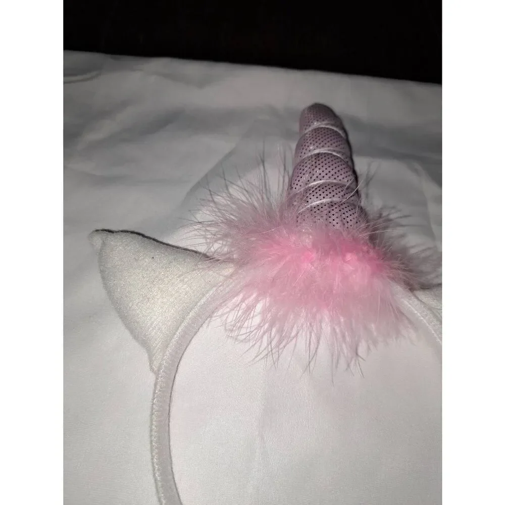 Unicorn Headband Pink White Silver and Feather Costume Dress Up Cosplay Casual